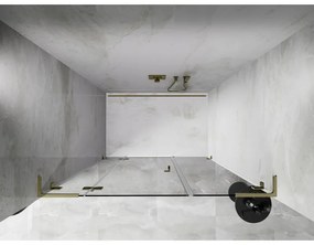 Mexen Lunar L, ľavé otočné sprchové dvere 135 cm, číre sklo, zlatý profil, 834SL-135-050-50-00-L