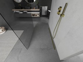 Mexen Kioto, sprchová zástena Walk-In 155 x 200 cm, 8mm číre sklo, zlatý lesklý profil, 800-155-002-50-00