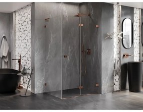 Mexen Lunar-F L, 1-krídlový sprchový kút so skladacími dverami, pravý, 90 x 80 cm, 8mm číre sklo, ružové zlato profil, 836L-090-080-60-00-P