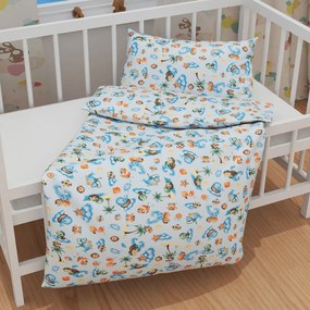 Biante Detské bavlnené posteľné obliečky do postieľky Sandra SA-535 Morské zvieratká na svetlo modrom Do postieľky 90x140 a 40x60 cm