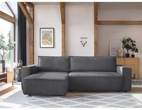 Tmavosivá menčestrová rozkladacia rohová variabilná pohovka Nihad – Bobochic Paris