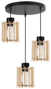 Závesné svietidlo Timber 7, 3x drevené tienidlo, o