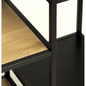 Čierna/v prírodnej farbe knižnica v dekore duba 80x180x35 cm Altino – Unique Furniture