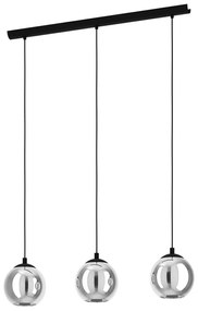 Čierne závesné svietidlo so skleneným tienidlom ARISCANI – EGLO