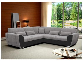 Rozkladacia rohová sedacia súprava VISEU do tvaru L s úložným priestorom, pravé prevedenie, šedá/čierna