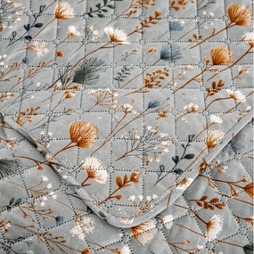 Prehoz na posteľ BOTANIC FIELD, sivý Rozmer: 220 x 240 cm