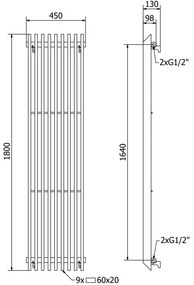 Mexen Aurora, vykurovacie teleso 1800x450 mm, 1347 W, biela, W212-1800-450-00-20