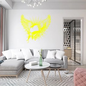 Veselá Stena Samolepka Srdce s krídlami Farba: žlutá, Veľkosť: 100 x 95 cm