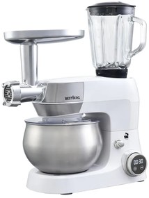 MEGAKOMBO Multifunkčný kuchynský robot BestBerg BBR-1900P + 14dielna sada riadu s mramorovým povrchom BestBerg BBN-1014P / ružová