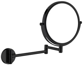 Deante Round, kozmetické kúpeľňové zrkadielko na ramene (2x), zväčšenie (3x), čierna matná, DEA-ADR_N811