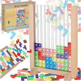 KIK Logická hra Tetris zo dreva a plastu na stojane