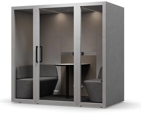 Akustická kancelárska kabína INBOX pre 4 osoby 2200 × 2200 × 1220 mm