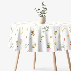 Goldea veľkonočný okrúhly obrus z pevnej bavlny - česká veľká noc Ø 100 cm