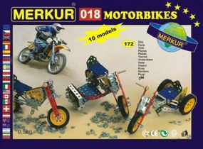 Stavebnice MERKUR 018 Motocykly 10 modelů 182ks v krabici 26x18x5cm