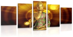 5-dielny obraz socha Budhu s abstraktným pozadím Varianta: 100x50