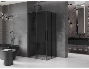 Mexen Velar L Duo, sprchový kút s posuvnými dverami 100 x 90 cm, 8mm šedé sklo, brúsený grafit, 871-100-090-02-43-95