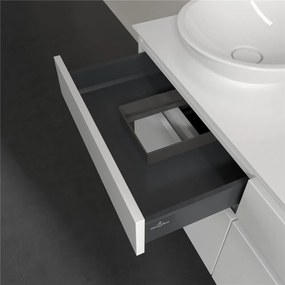 VILLEROY &amp; BOCH Legato závesná skrinka pod dve umývadlá na dosku, 4 zásuvky, 1200 x 500 x 550 mm, Glossy White, B58400DH