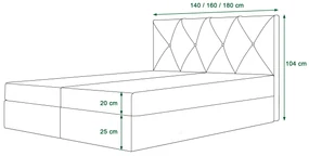 Manželská posteľ  Boxspring 160 cm Athena (bordová) (s matracom a úložným priestorom). Vlastná spoľahlivá doprava až k Vám domov. 1046366