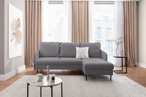 Rozkladacia rohová sedačka Taila Mini pravá - šedá pletenina Loft 19 / čierne nožičky