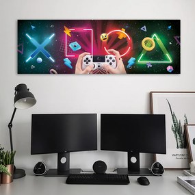 Gario Obraz na plátne Herné symboly a gamepad Rozmery: 120 x 40 cm
