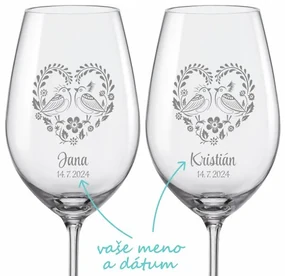 Svadobné poháre na víno Folklor, 2ks