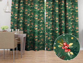 Biante Bavlnený záves Sandra SA-713 Vianočné cezmíny na zelenom 150x150 cm