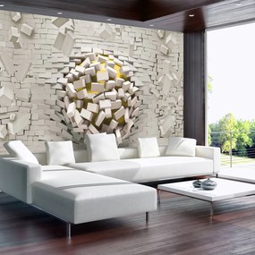 Fototapeta - 3D múr s loptou (254x184 cm)