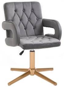 LuxuryForm DESIGN Stolička BOSTON VELUR na zlatom kríži - šedá