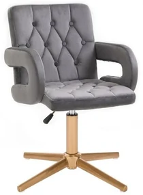 LuxuryForm DESIGN Stolička BOSTON VELUR na zlatom kríži - šedá