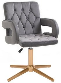 LuxuryForm DESIGN Stolička BOSTON VELUR na zlatom kríži - sivá