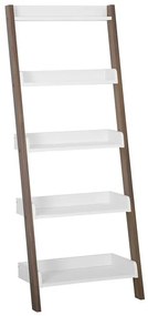 Rebríkový regál s 5 policami biela/tmavé drevo MOBILE TRIO Beliani