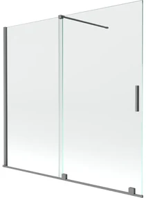 Mexen Velar, 2-krídlová posuvná vaňová zástena 170 x 150 cm, 8mm číre sklo, brúsený grafit, 896-170-000-01-95