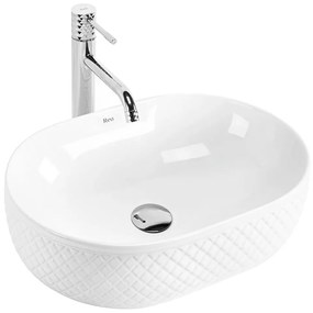 Rea Oktawia, umývadlo na dosku 490x355x150 mm, biela lesklá, REA-U6366