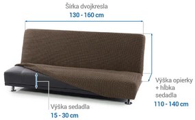 Super strečové poťahy NIAGARA tabaková dvojkreslo s drevenými rúčkami (š. 130 - 160 cm)