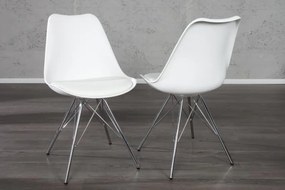 Nemecko -  Retro stolička SCANDINAVIA MEISTERSTÜCK biela, s pochrómovaným rámom