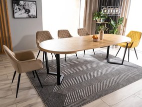 Rozkladací jedálenský stôl 100-250 cm Perly (dub + čierna) (pre 4 až 8 osôb). Vlastná spoľahlivá doprava až k Vám domov. 1050699