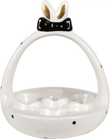 Čiernobiely keramický stojan na vajíčka Black&White Bunny -  Ø 16*19 cm