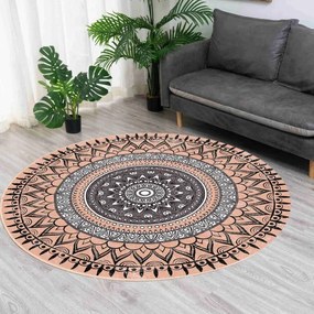 Protišmykový koberec NOVO béžový / sivý kruh