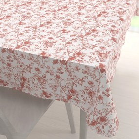 Biante Bavlnený obdĺžnikový obrus Sandra SA-640 Lososové kvety na bielom 140x220 cm