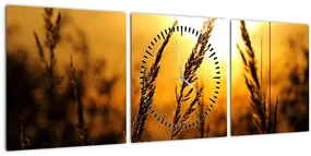 Obraz zapadajúceho slnka (s hodinami) (90x30 cm)