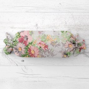 Biante Vankúš valec bonbon Sandra SA-704 Maľované ružovo-červené kvety na sivom 15x40 cm