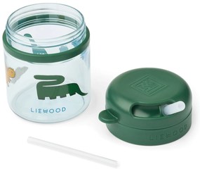 LIEWOOD Detská fľaša so slamkou Pavia Dinosaurus Mist 280 ml