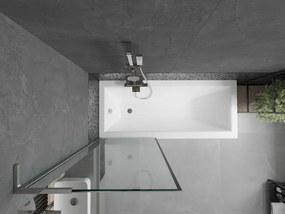 Mexen Next L, 1-krídlová vaňová zástena 70 x 150 cm, 6mm číre sklo-čierny vzor, chrómový profil, 895-070-000-03-70-01