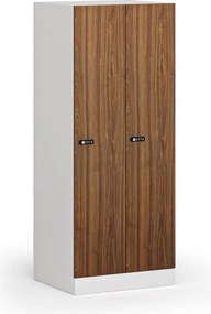 Šatníková skrinka S1 znížená, 2 oddiely, 1500 x 600 x 500 mm, mechanický kódový zámok, laminované dvere, orech