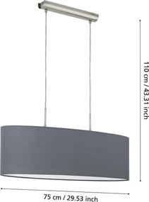 Eglo 55276 - Závesný luster PASTERI 2xE27/60W/230V šedý