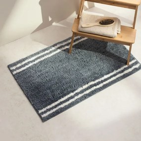 Kúpeľňový koberček AORE modrý s bielymi pruhmi 743634