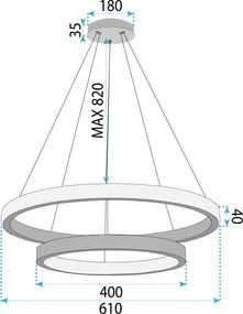 Toolight Toolight, LED stropné svietidlo 60cm, 55W, 3500lm + diaľkové ovládanie, APP1772-CP, zlatá matná, OSW-06351
