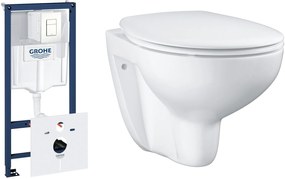 Set podomietkový konšrukcia so splachovacím tlačidlom Grohe Rapid SL 39448000, súprava misa + pomaly padajúca doska Grohe Bau Ceramic 39351000