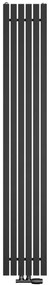 Regnis LUXAR, vykurovacie teleso 290x1800mm so stredovým pripojením 50mm, 721W, čierna matná, LUXAR180/29/D50/BLACK