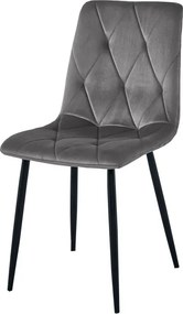 Set dvoch jedálenských stoličiek LIBRA zamatové tmavosivé / čierne nohy (2 ks)